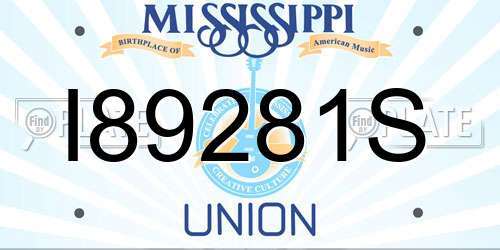 I89281S Mississippi License Plate