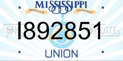 I892851 Mississippi License Plate