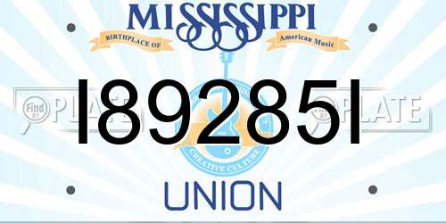 I89285I Mississippi License Plate