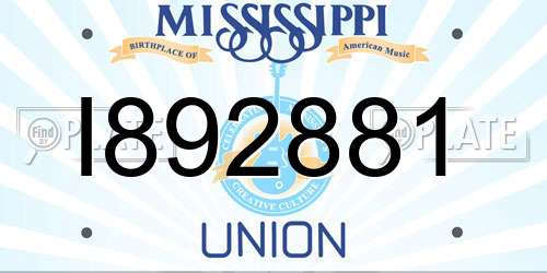 I892881 Mississippi License Plate