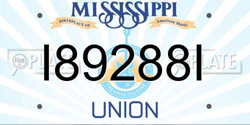 I89288I Mississippi License Plate
