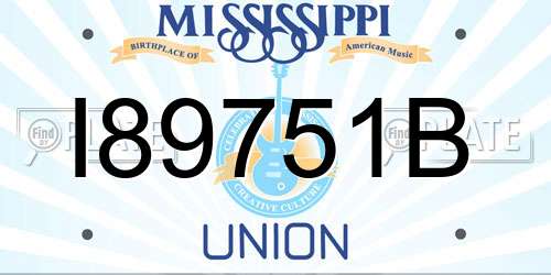 I89751B Mississippi License Plate