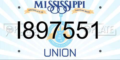 I897551 Mississippi License Plate