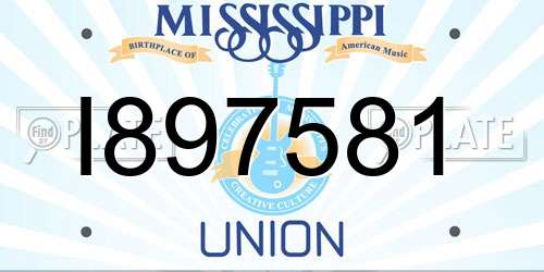 I897581 Mississippi License Plate