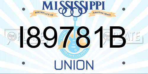 I89781B Mississippi License Plate