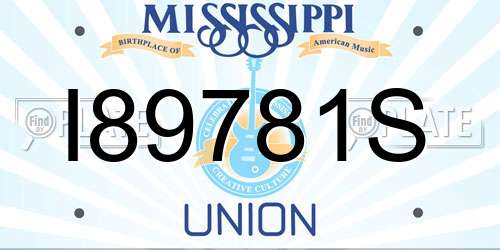 I89781S Mississippi License Plate