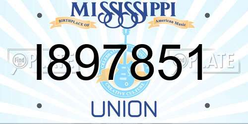 I897851 Mississippi License Plate