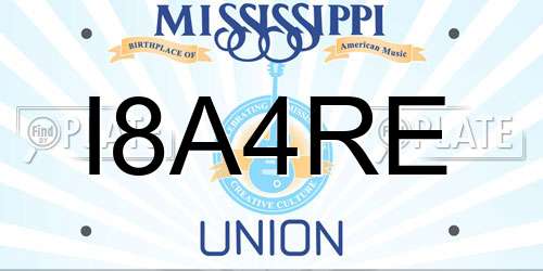 I8A4RE Mississippi License Plate