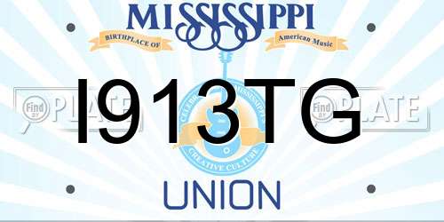 I913TG Mississippi License Plate