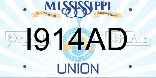 I914AD Mississippi License Plate