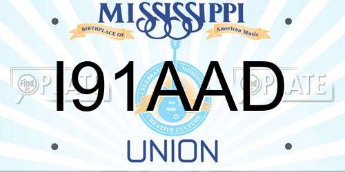 I91AAD Mississippi License Plate