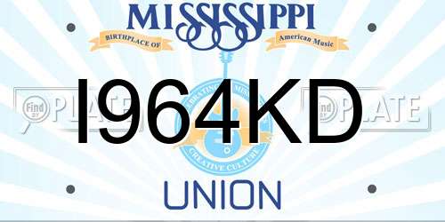I964KD Mississippi License Plate