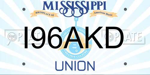 I96AKD Mississippi License Plate