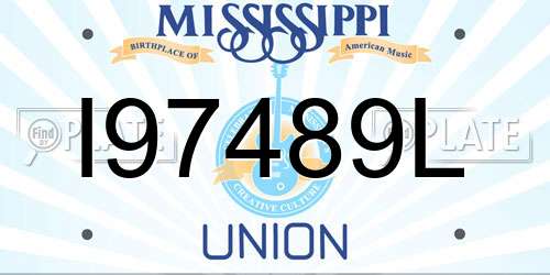 I97489L Mississippi License Plate