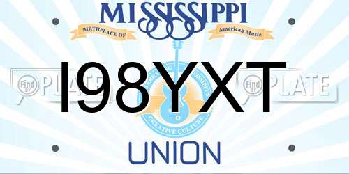 I98YXT Mississippi License Plate
