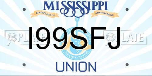 I99SFJ Mississippi License Plate
