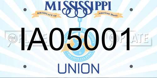 IA05001 Mississippi License Plate