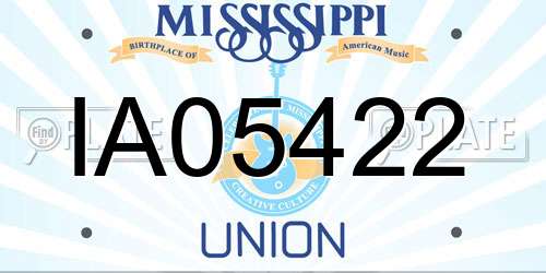 IA05422 Mississippi License Plate