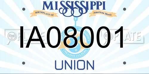 IA08001 Mississippi License Plate