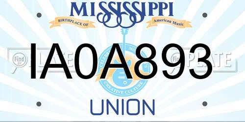 IA0A893 Mississippi License Plate