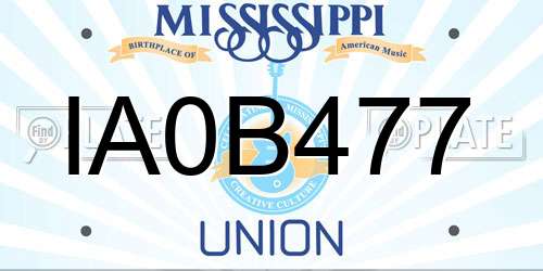 IA0B477 Mississippi License Plate