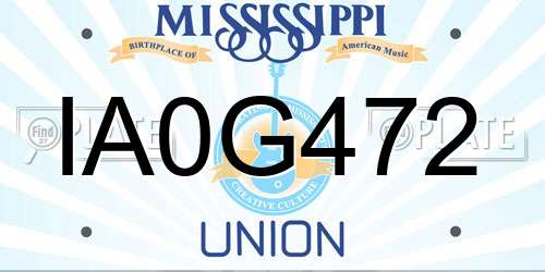 IA0G472 Mississippi License Plate