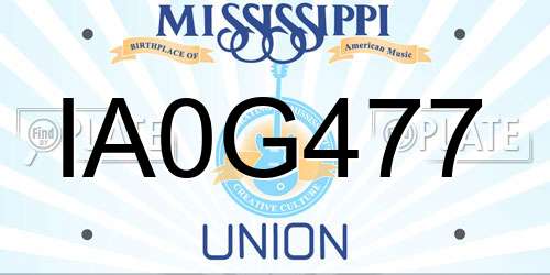 IA0G477 Mississippi License Plate