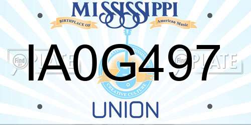 IA0G497 Mississippi License Plate