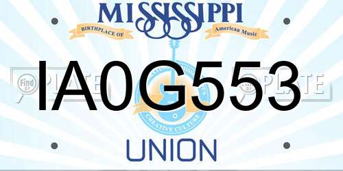 IA0G553 Mississippi License Plate