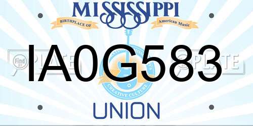 IA0G583 Mississippi License Plate