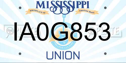 IA0G853 Mississippi License Plate