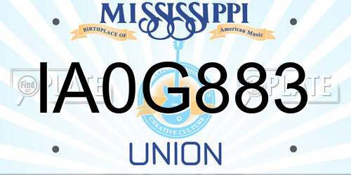 IA0G883 Mississippi License Plate