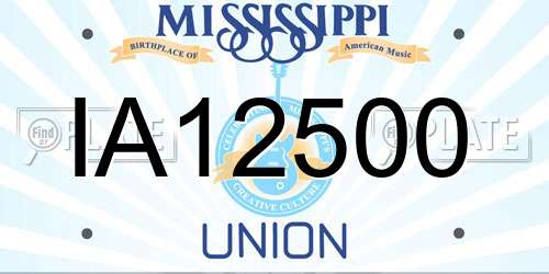 IA12500 Mississippi License Plate
