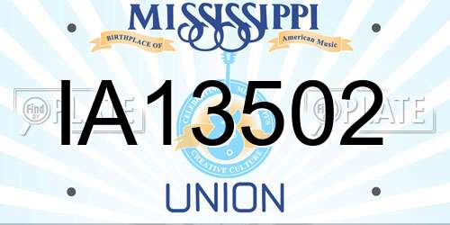 IA13502 Mississippi License Plate