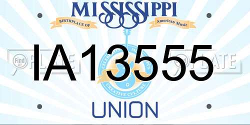IA13555 Mississippi License Plate