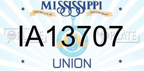 IA13707 Mississippi License Plate