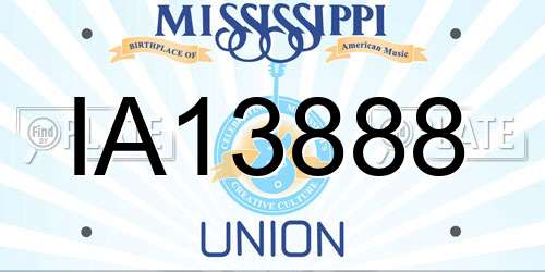 IA13888 Mississippi License Plate