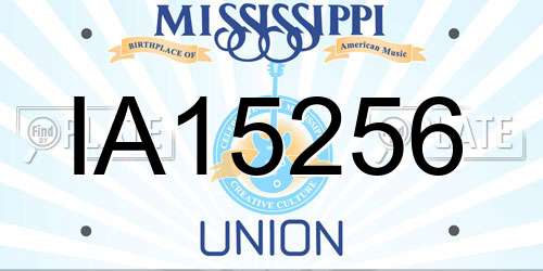 IA15256 Mississippi License Plate