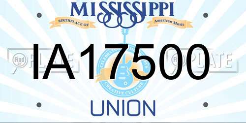 IA17500 Mississippi License Plate