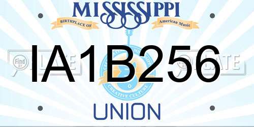 IA1B256 Mississippi License Plate