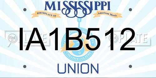 IA1B512 Mississippi License Plate