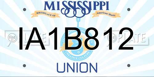 IA1B812 Mississippi License Plate