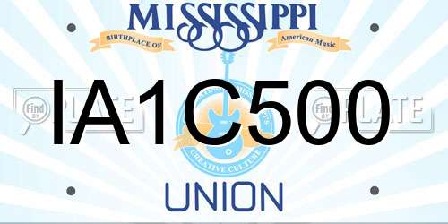 IA1C500 Mississippi License Plate