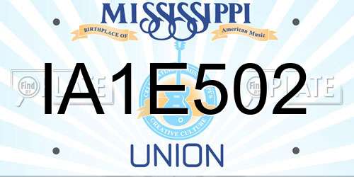 IA1E502 Mississippi License Plate