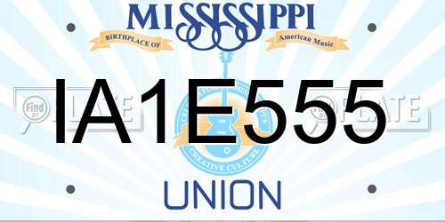 IA1E555 Mississippi License Plate