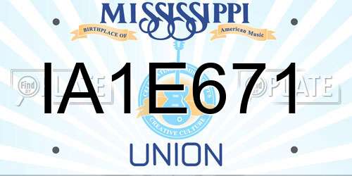 IA1E671 Mississippi License Plate