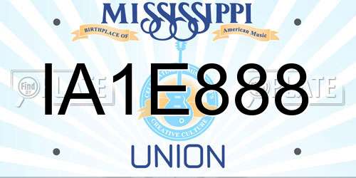 IA1E888 Mississippi License Plate