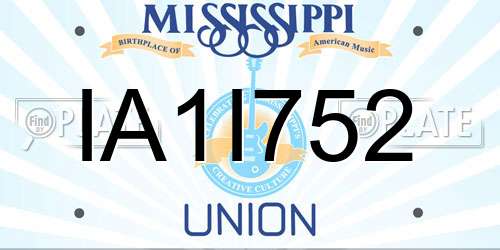 IA1I752 Mississippi License Plate