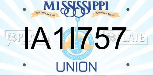 IA1I757 Mississippi License Plate