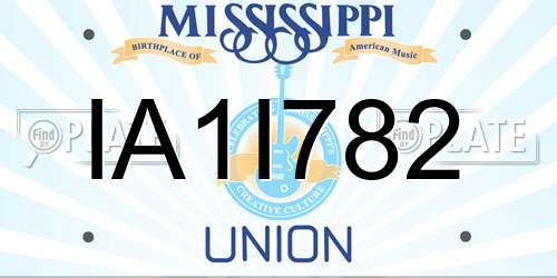 IA1I782 Mississippi License Plate
